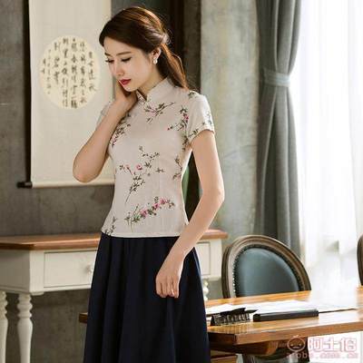 【鴻韻夢廠家批發(fā)亞麻棉麻改良短款旗袍上衣套裝文藝復古日常大擺裙】臨海市泉潮鑫達工藝服裝廠 - 產(chǎn)品庫